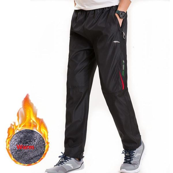 

men's winter super warm pants windbreaker sweatpants fleece thick loose elastic waist pants fashion trousers joggers for men 3xl, Black