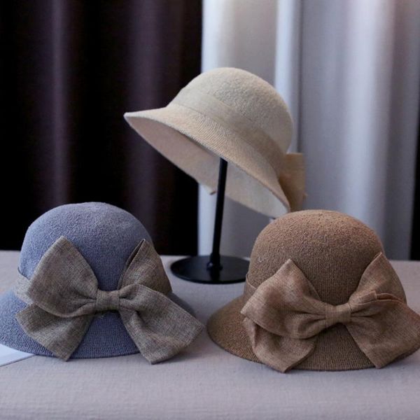 

wide brim hats bow sun hat floppy summer for women beach panama straw dome bucket femme shade, Blue;gray