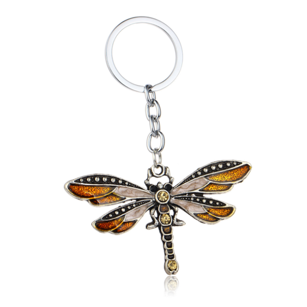 

keychains silver plated alloy circle many colors dragonfly shape key chain with rhinestone fashion jewelry