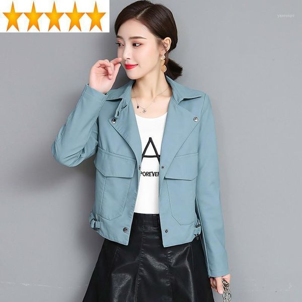 

fashion women coat korean black faux leather jacket spring 2021 abrigo mujer qq85158 pph4581