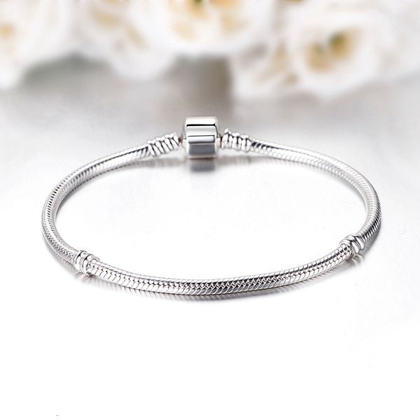 

bracelet original 100% bead 925 sterling charm silver heart snowflake rose snake chain basic bracelets pan women diy jew