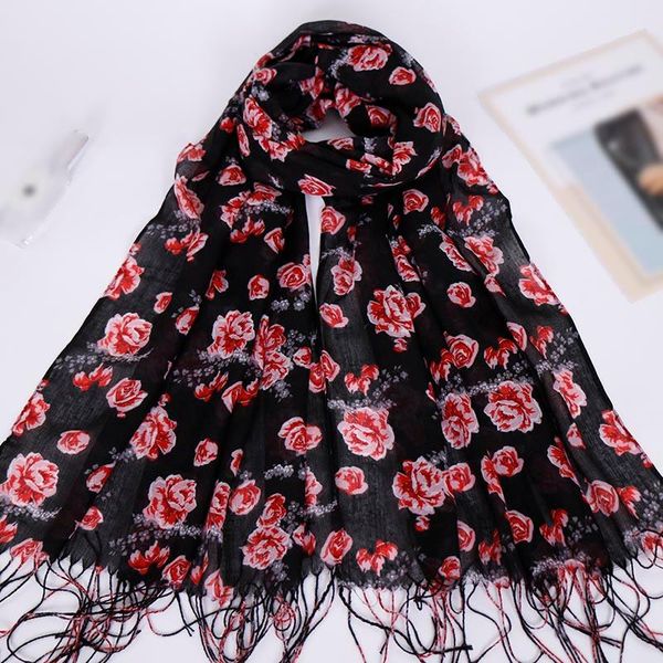 

scarves women tassels floral hijab scarf printe cotton shawls muslim trubans viscose wraps fashion islamic, Blue;gray