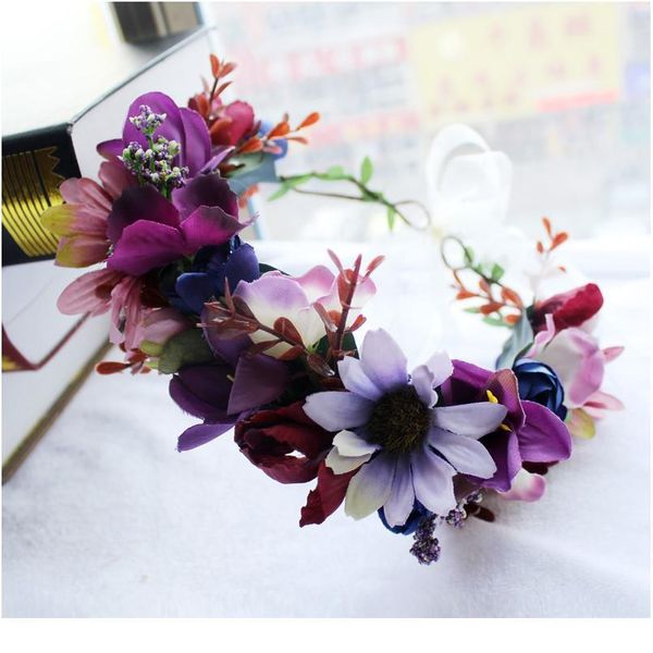 

women wedding flower crown wreath bohemia floral garlands handmade kids flower headband girls hair accessories bride h qyloei