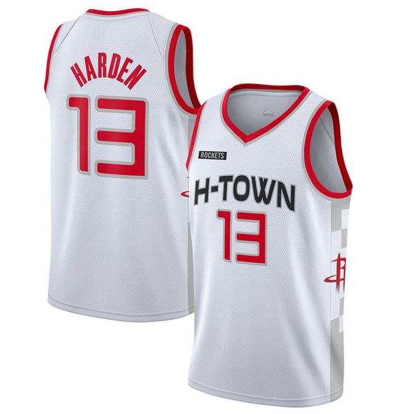 

2020 new basketball jersey h-town 13 harden white size s-xxl, Black;red
