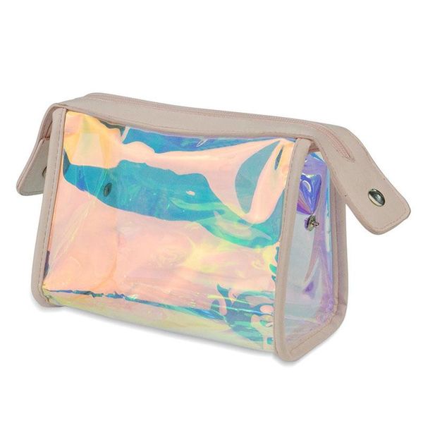 

1 pc colorful holographic women cosmetic bag pvc clear makeup bag beauty organizer pouch travel clear makeup kit case