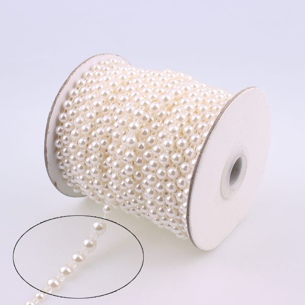 6mm 25m / lot Weiß Elfenbein Halbperlenkette Perlenbesatz Strass Hochzeit Perlendekoration Schnur / Basteln DIY Zubehör VX13 Y200903