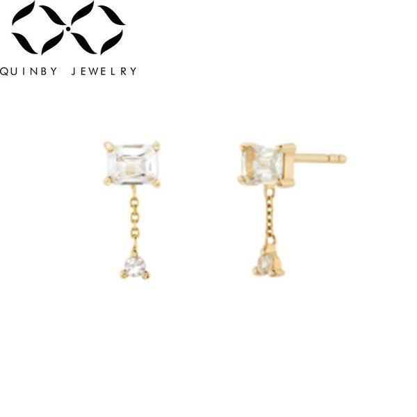 

quinby new earrings cross-border creative all-match personalized earrings simple geometric zircon fashion for women, Golden;silver