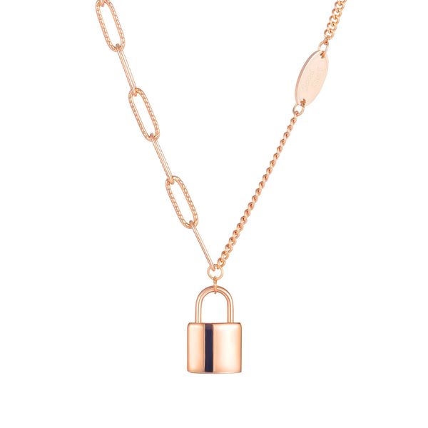 

new ins fashion simple popular stylish necklace designer titanium stainless steel lock pendant necklace for women girls gold silver