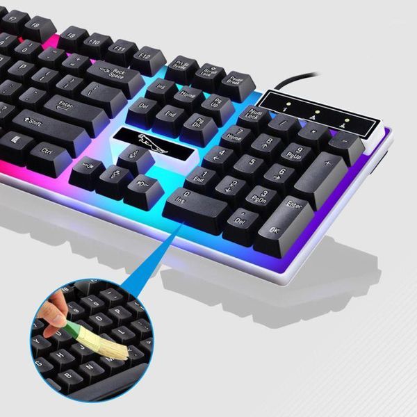 

g21b usb wired 104 keys keyboard mouse set rainbow-color backlight for lapcomputer pc1