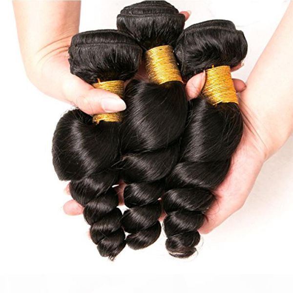 

brazilian loose wave virgin hair bundles human hair extensions natural black 3pcs 7a 100% unprocessed brazilian hair weave weft dyeable, Black;brown