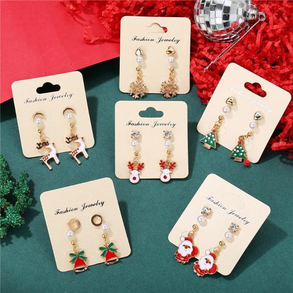 

17km fashion long christmas earrings for women girl snowman deer bell tree drop earring ear christmas jewelry accessories gifts, Silver