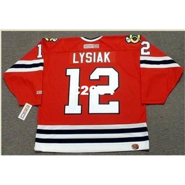 

mens #12 tom lysiak chicago blackhawks 1981 ccm retro hockey jersey or custom any name or number retro jersey, Black