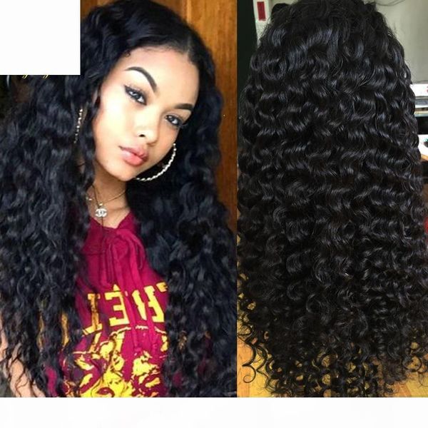 

full lace front human hair wigs loose deep wave lace front wig pre plucked brazilian frontal closure lace wig remy hair, Black;brown