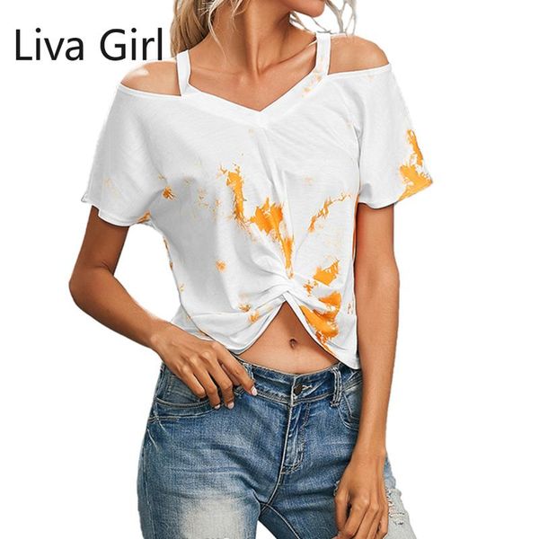 

women's t-shirt 2021 summer t shirt women off shoulder short sleeve fashion spaghetti ink printed shirts ladies street clothing, White
