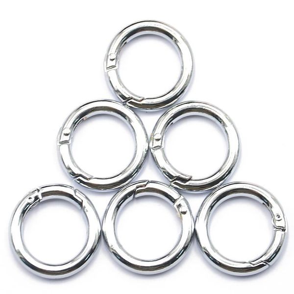 

30pcs zinc alloy plated gate silver spring o-ring buckles clips carabiner hiking purses handbags round push trigger sn qyloll