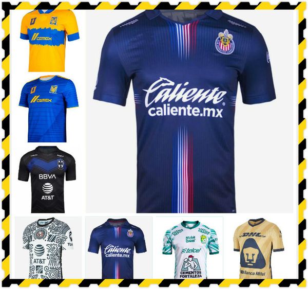 

dhl liga mx 2021 2022 mexico club america tijuana tigres unam chivas soccer jersey leon chicharito sports football shirts, Black;yellow
