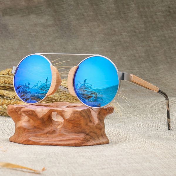 

classical custom roun retro wooden sunglasses polarized lens