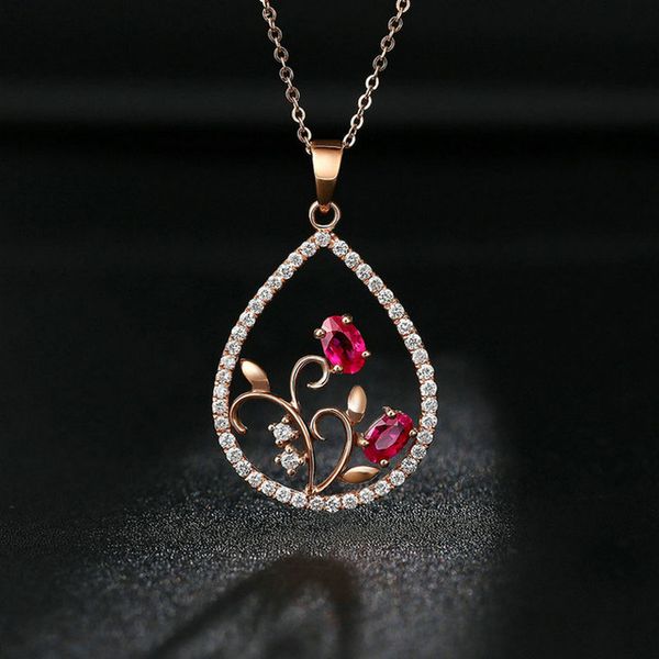 

water drop pendant two-color gemstone drop-shaped pendant, Silver