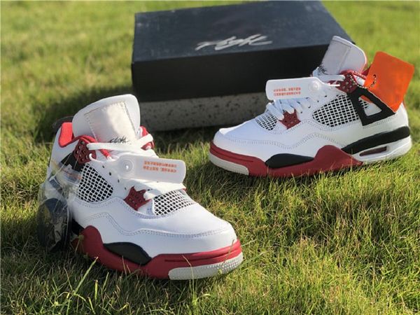 

2020 пожарный красный jumpman 4s super альянс белый красный человек 4 un og настоящая кожаная баскетбольная обувь на открытом воздухе кроссо, White;red