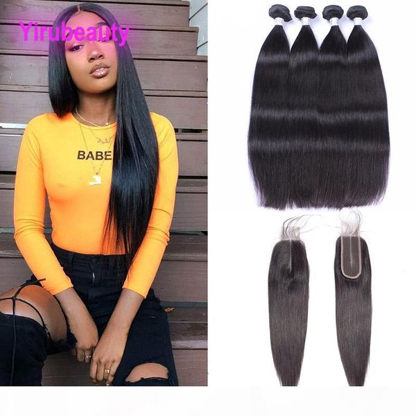 

brazilian virgin hair 4 bundles with 2x6 lace closure straight four bundles with 2*6 closure nautral color 5 pieces lot, Black;brown