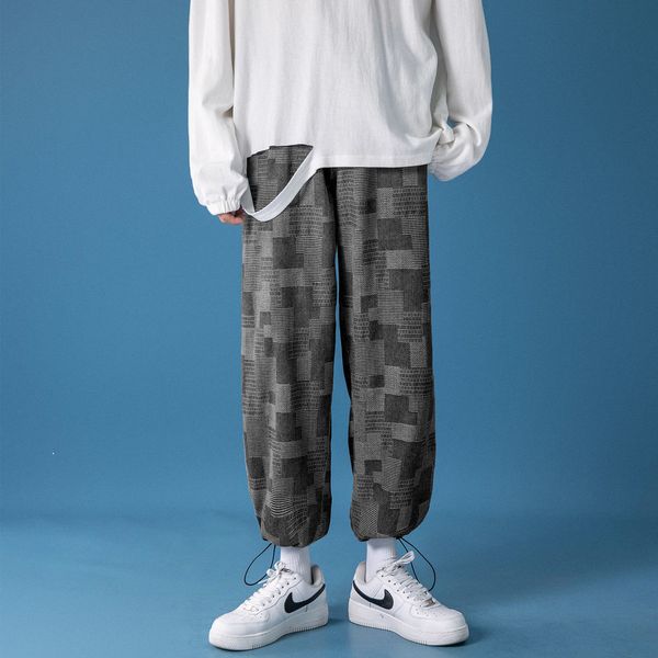 

2021 new fall listing plaid blue jeans hip sweatpants nqd1