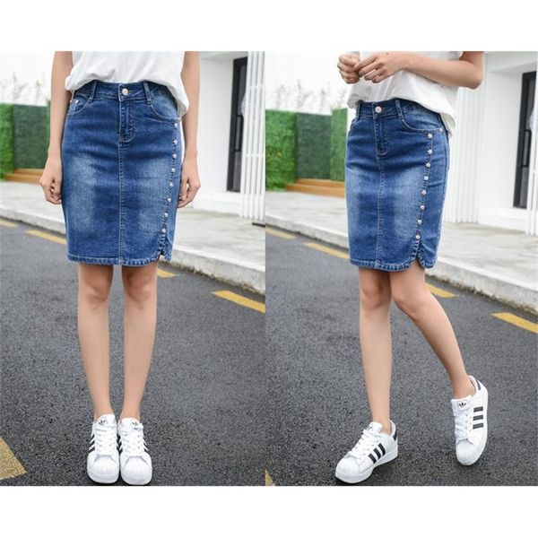 

Spring Summer Denim Stretch Was Thin Package Skirt Waist A6r0, Black