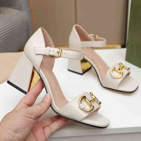 

summer 2022 designer ladies sandals fashionable and beautiful metal decoration women's shoes fairy wind buckle belt office comfortable, Black