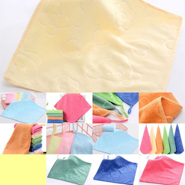 

uvzz1u soft color fiber square face cotton solid hair hand bathroom towels lnfant thickening printing special 25*25cm small towel 3 n