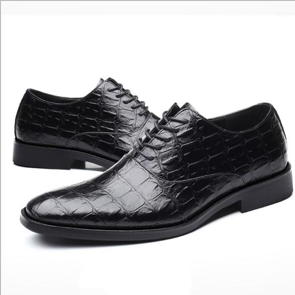 

new luxury dress leather shoes plus size 38-48 lace-up business casual formal wedding flat shoes 1a61, Black