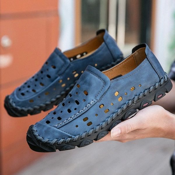 

big size 38-46 men's casual hole shoes summer cool slip on loafers shoes male soft comfortable driving shoe zapatos de hombre #ry2j