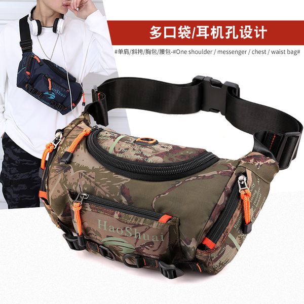 

new multi-function outdoor pocket sports men's shoulder slope bag waterproof chest bag rolling mountaineering large capacity pocket