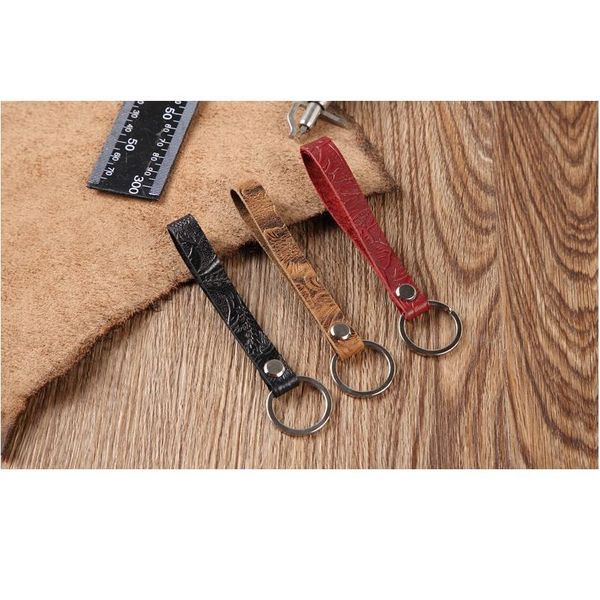 

vintage layer cowhide leather patterned keychain cowhide wallet key chain waist hanging leather keychains car k jllpic
