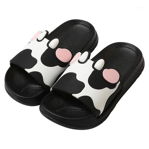 

parent-child cartoon children cow mixed colors girls slippers female summer home men's slippers indoor non-slip couple1, Black;red