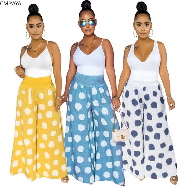 

women dot print high waist loose straight long pants classic beach sweatpant jogger trousers drop shipping, Black;white