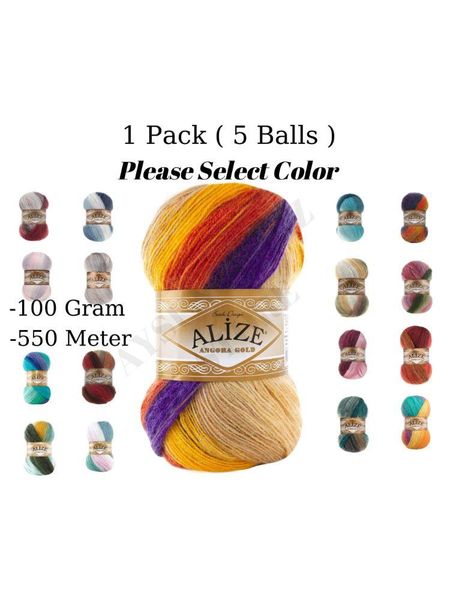 

yarn thread 1 pack ( 5 balls ) alize angora gold batik hand knitting %20 wool %80 acrylic 100 gram 550 mt crochet tool kit, Black;white