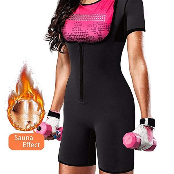 Hot Body Shapers Shapewear dimagrante da donna con cerniera Neoprene Sauna Pantaloncini Tuta Sottoseno Tuta Gamba Fajas Vita Trainer 201222