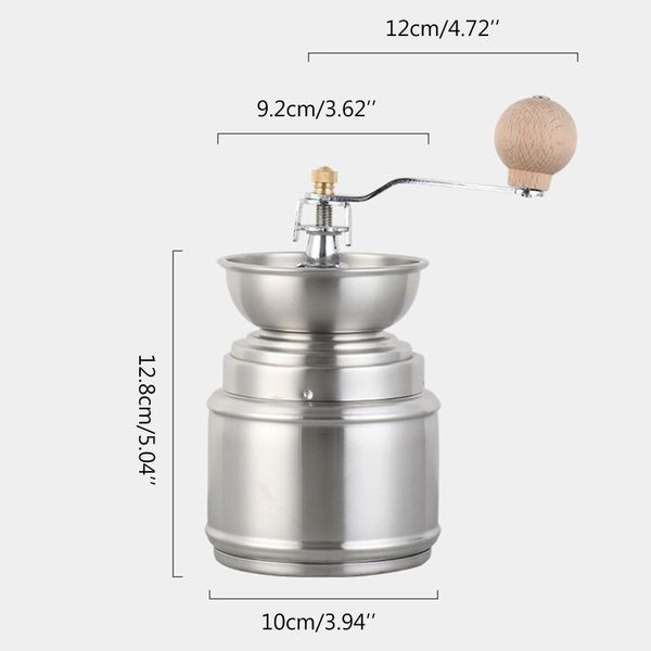 

manual coffee grinder hand crank burr stainless steel spice grinding mill q0109