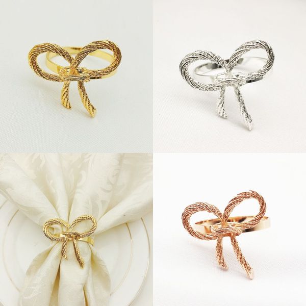 

metal bow tie napkin ring golden color silvery white napkins buckle holder l western restaurant electroplating process 2 4hw n2