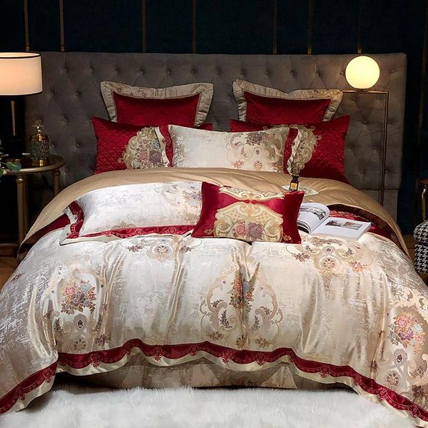 

4/6/10pcs digital printing bedding set luxury tribute silk bed linen bed cover king size comfter quilt