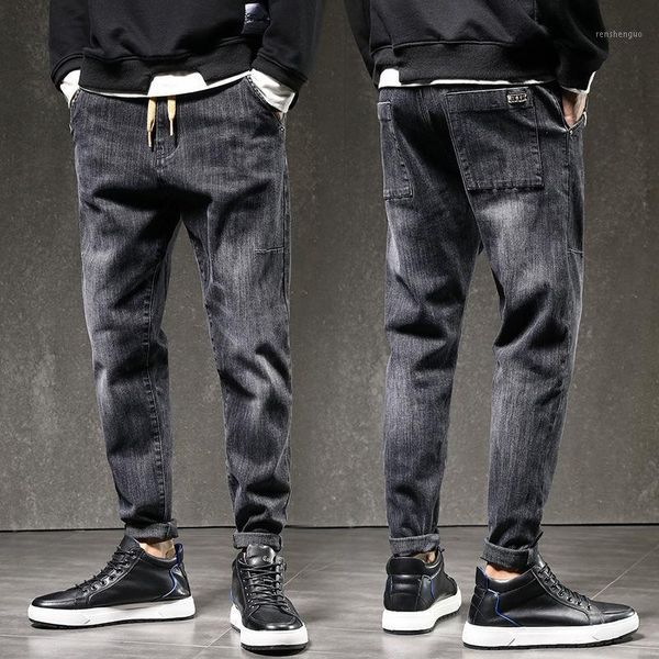 

2020 autumn winter new arrivals men's work jeans loose style korean fashion brand casual versatile streetwear, Blue