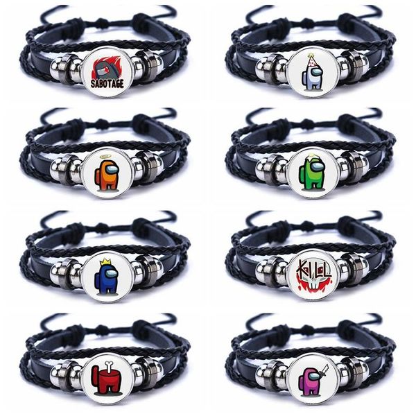 

2020 game among us bracelet for men women kids adjustable black pu leather bracelets family christmas gift party favor