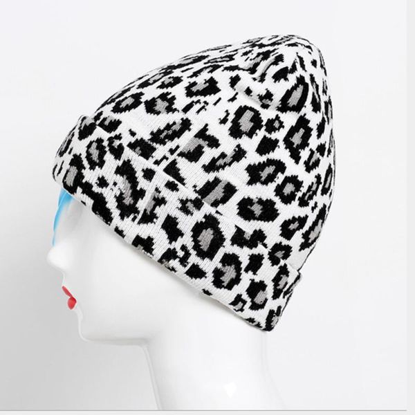 

korean women knitted hat leopard printed fashion woolen autumn winter crochet warm skullies caps beanie/skull, Blue;gray