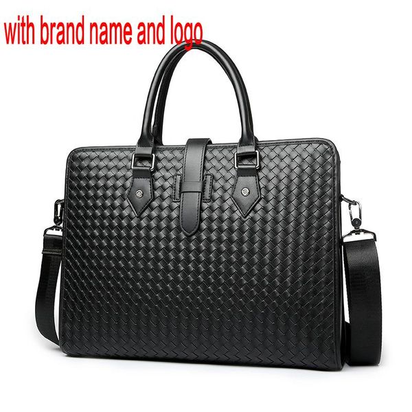 

leather cow briefcase men 100% genuine bag business handbag male lapshoulder bags tote computer natural skin weave briefcase hqgap qynf
