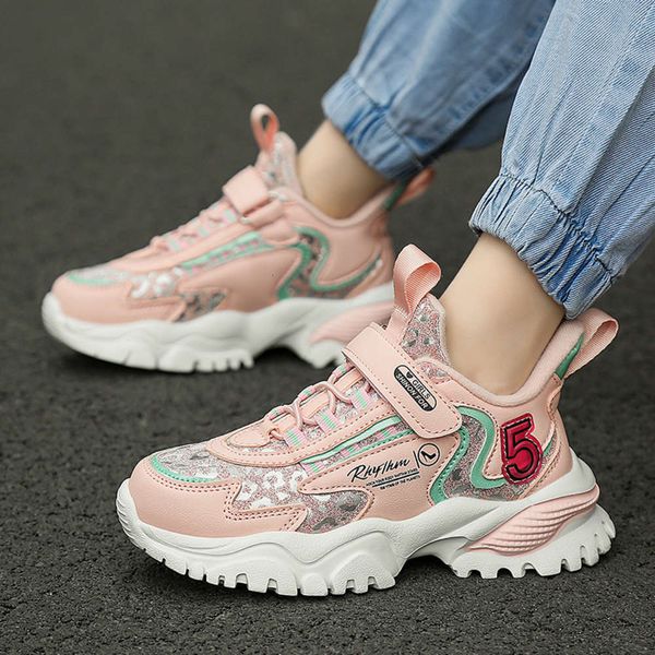 

new sports 2020 autumn leather winter waterproof children's leisure running girls' fashionable sho, Black;red