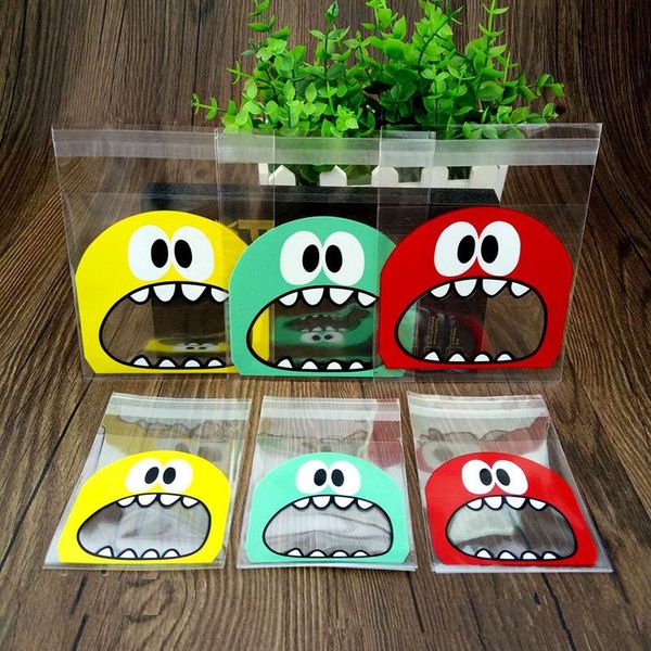 

50pcs lot 2 size funny big mouth monster plastic bag gift cookie candy packing bags opp self adhesive kids birthday party favors jllsbn