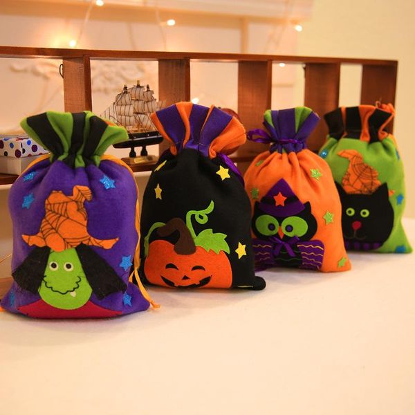 

halloween condy bag bag drawstring сумка для украшения детские подарки скатерные сумки тыква ведьма детская детьми декор упаковка wmtudo