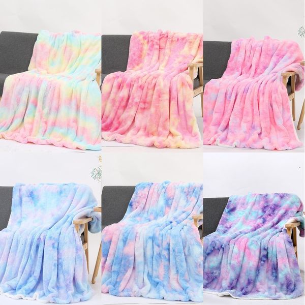 

rainbow gradient soft bedding cover kids warm throw blanket sofa couch quilt