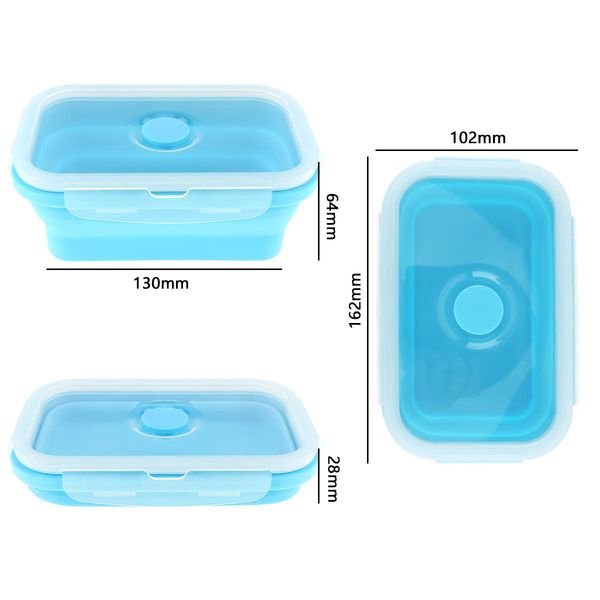 

portabl 550ml прямоугольник силиконовой масштабируемой складной ланч-коробки bento с загубной картой пряжка для 40 230 градусов jllosv