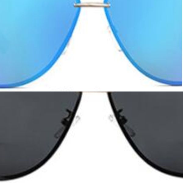 

2020 retro blue polarized men uv400 mirror rimless driving sunglasses come with box