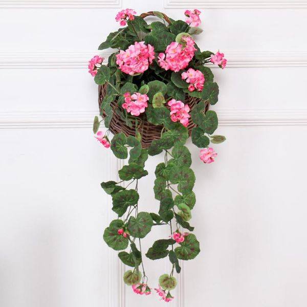 

1 bouquet silk plastic flowers hanging fake flowers wall vine begonia rattan silk roses string garland wreath home wedding decor1